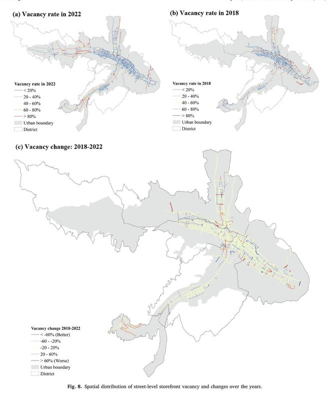 Inferring storefront vacancy using mobile sensing images and computer vision approaches