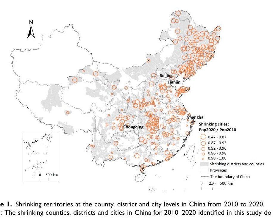 Shrinking cities in China: Evidence from the latest two population censuses 2010–2020