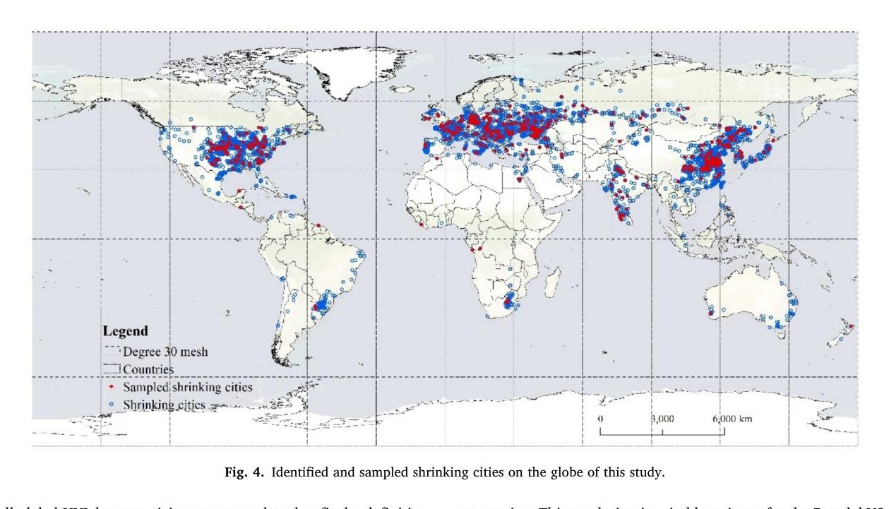 Spatiotemporal changes of urban vacant land and its distribution patterns in shrinking cities on the globe