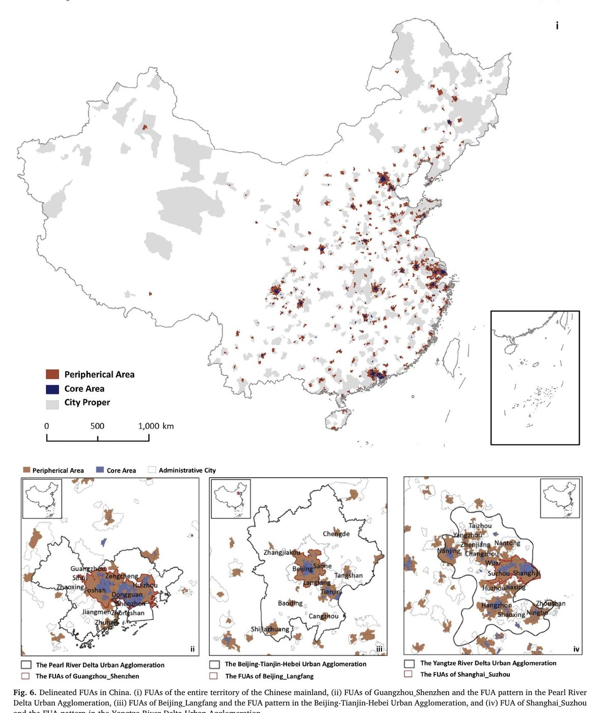 Functional urban area delineations of cities on the Chinese mainland using massive Didi ride-hailing records