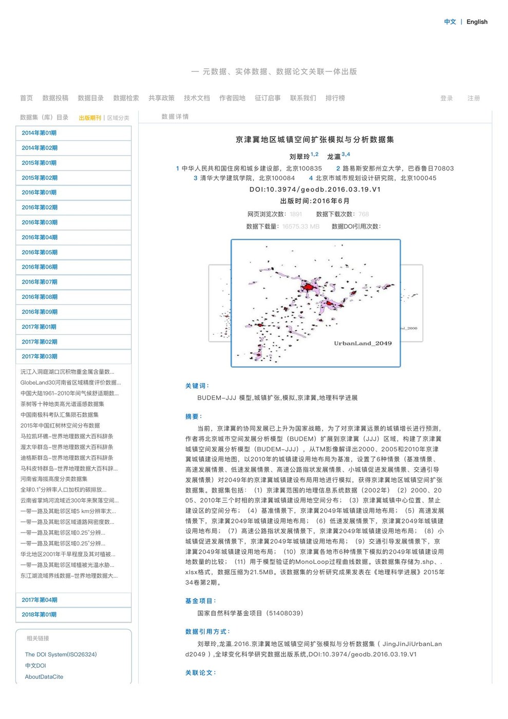 京津冀地区城镇空间扩张模拟与分析数据集