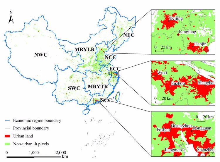 DMSP/OLS Interpreted Urban Areas of China 2008