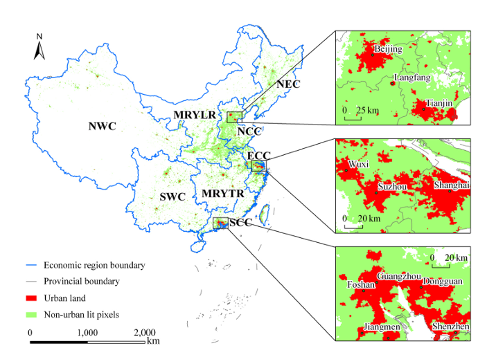 DMSP/OLS Interpreted Urban Areas of China 1992‑2007