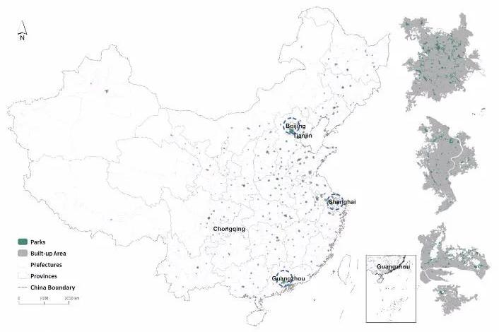 Urban Green Lands in Main Chinese Cities 2017