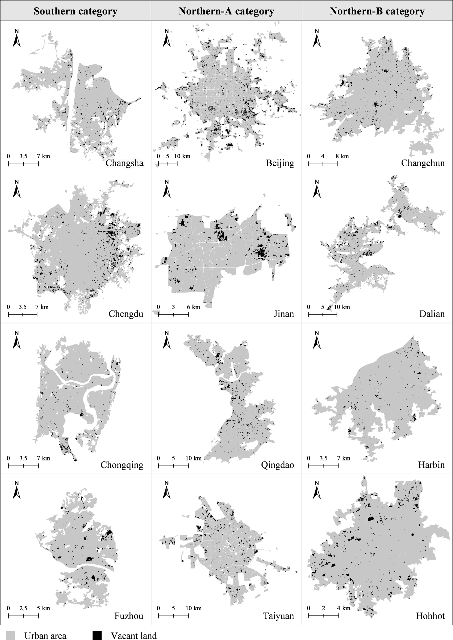 Urban Vacant Land of 36 Major Chinese Cities
