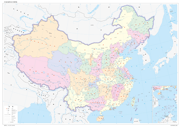 外交部官网发布的完整中国地图横版，含台湾、南海诸岛和图例，原图审图号GS(2021)5448号